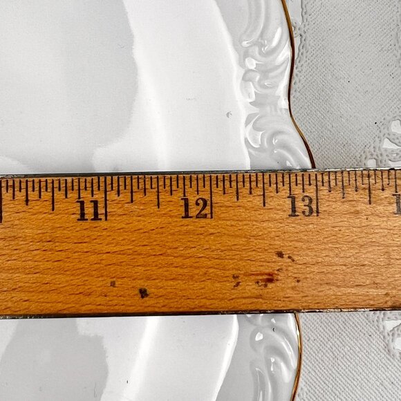 Johann Haviland White Embossed 13" Porcelain Serving Platter Gold Trim Bavaria - Picture 10 of 10